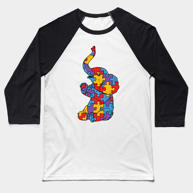 Autism Elephant Autistic Puzzle Pieces - ASD Support SPED Teacher Baseball T-Shirt by ScottsRed